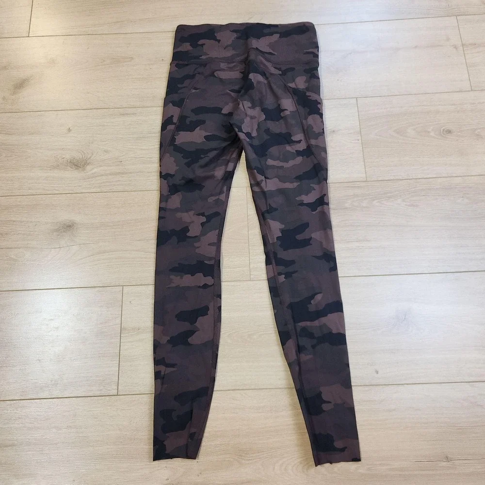 Lululemon Fast Free Leggings Womens 6 Brown Camo High Rise Ankle Yoga Gym